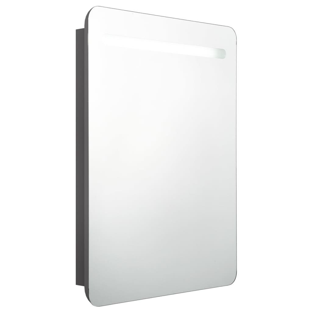 Badezimmerspiegelschrank Grau cm 60x11x80 LED-Bad-Spiegelschrank vidaXL (1-St)
