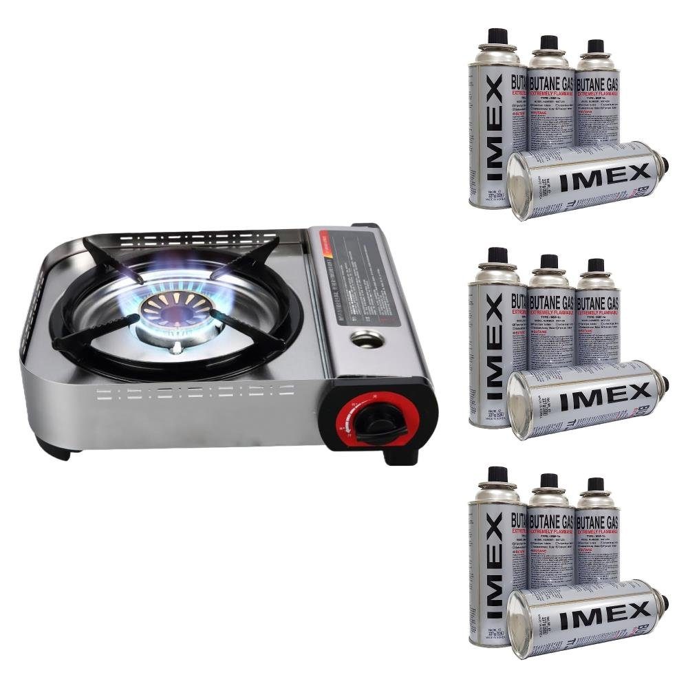 IMEX Messer-Set Imex JY-600S tragbarer Outdoor Gaskocher/Campingkocher 4.1 kW mit 12