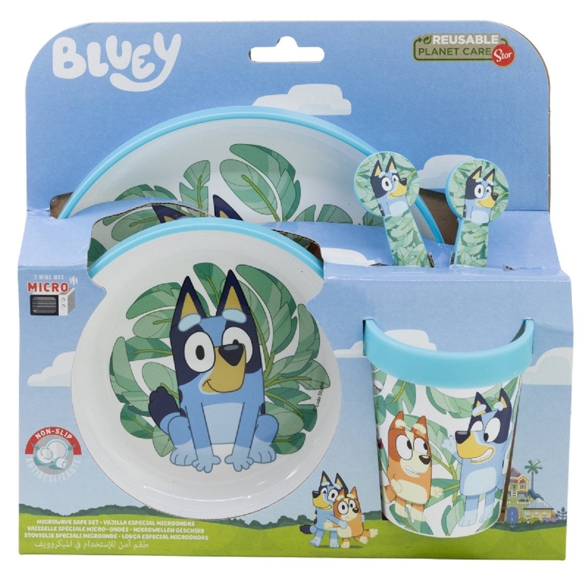 Bluey Frühstücks-Set Mikrowellengeeignet 5-teiliges Kindergeschirr mit rutschfestem Boden – Bild 2 von 3