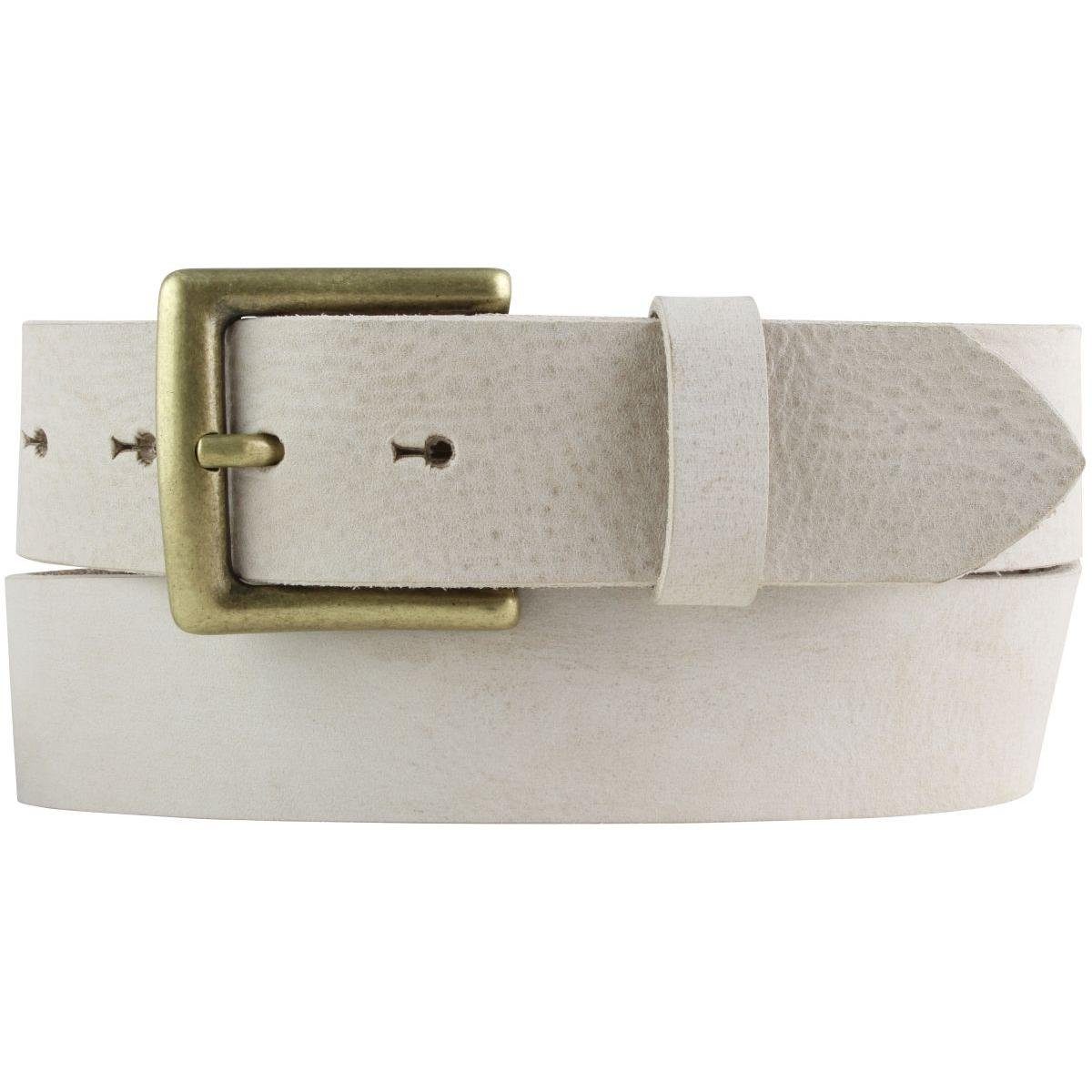 Ledergürtel Gürtel mit altmessing Gürtelschnalle aus weichem Vollrindleder 4 cm -