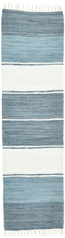 Läufer Stripe Cotton, THEKO, rechteckig, Höhe: 5 mm, Handweb Flachgewebe, reine  Baumwolle, handgewebt, mit Fransen