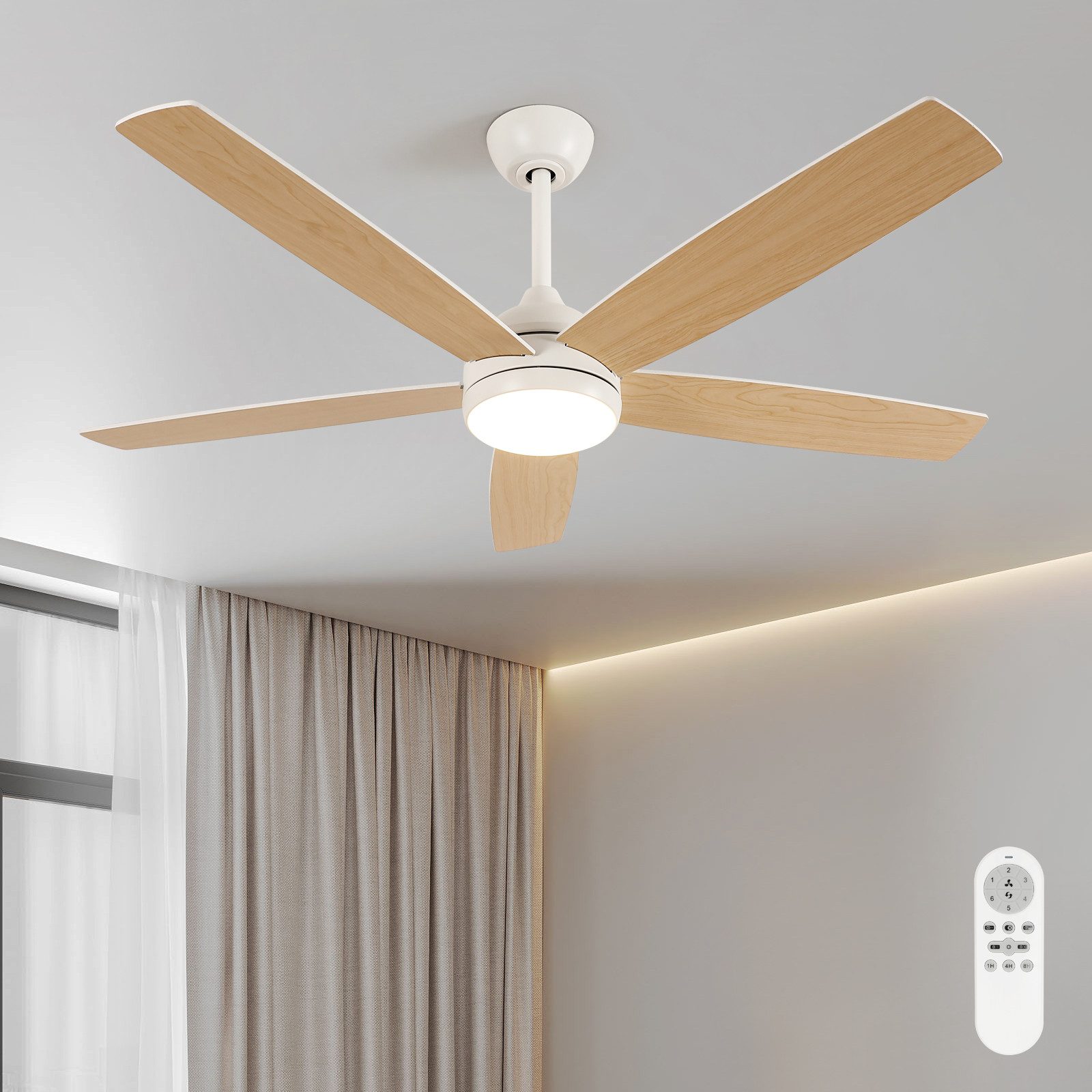 Riserva Deckenventilator Deckenventilator mit Licht, 132 cm, schwarz, inklusive Fernbedienung