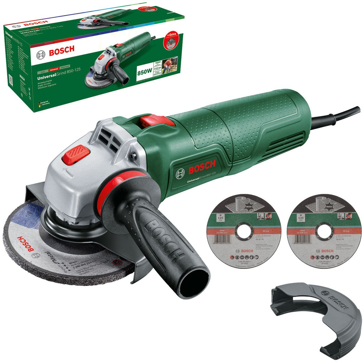 Bosch Home & Garden Winkelschleifer UniversalGrind 850-125, inkl. 3 Scheibe günstig online kaufen