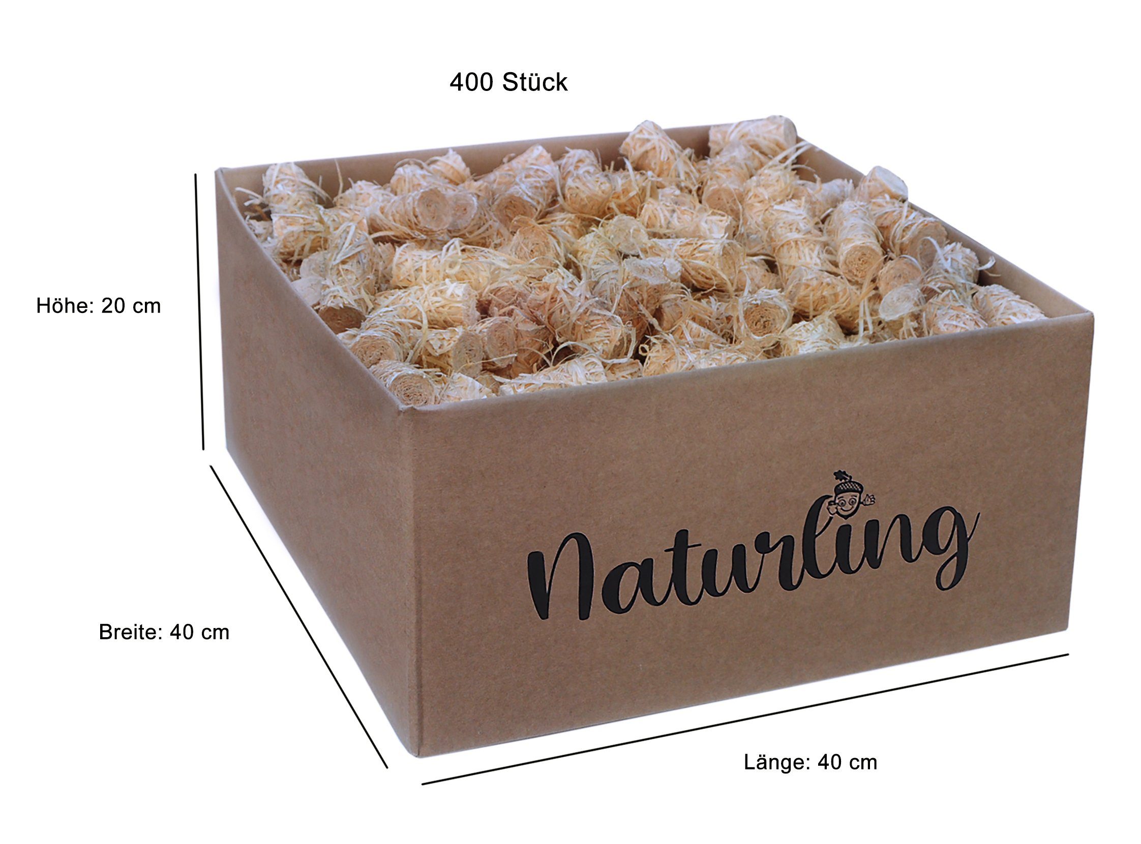 naturling Grillanzünder Holzwolle Anzünder gewachst, 5 kg, (400-St), natürliche Bio Anzündwolle für Kamin und Grill – Bild 2 von 5