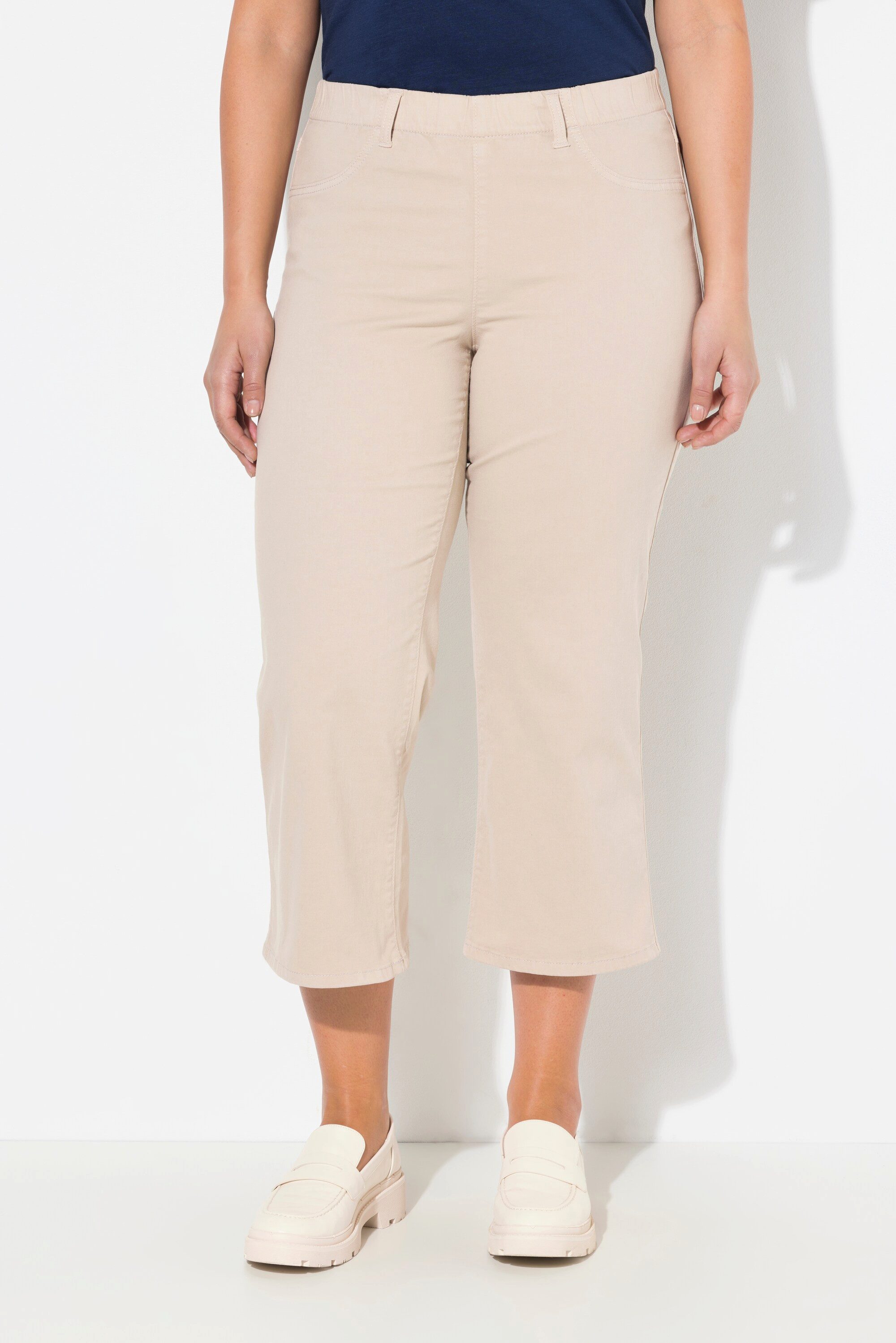 Ulla Popken Regular-fit-Jeans Jeansculotte Mary weites Bein Elastikbund günstig online kaufen