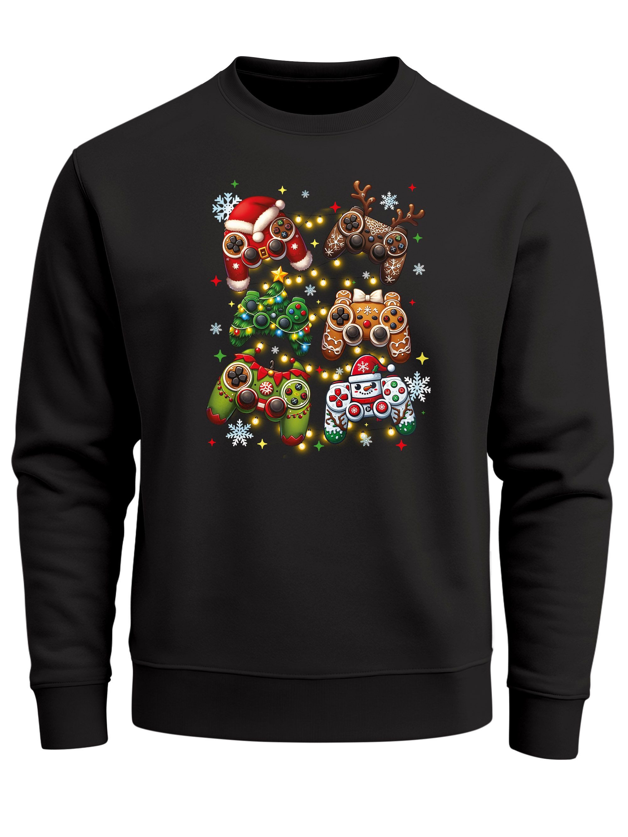 MoonWorks Sweatshirt Sweatshirt Herren Weihnachtspullover Lustig Lebkuchen Konsole Gaming