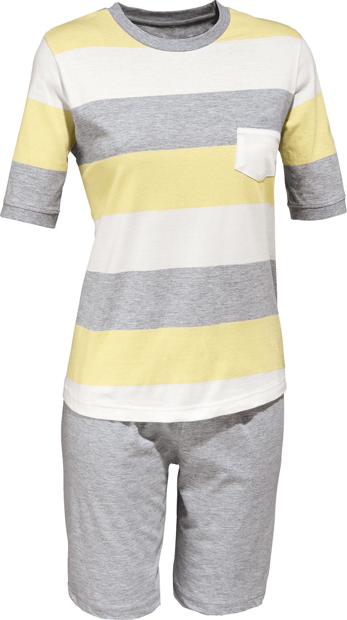 Erwin Müller Pyjama Damen-Shorty Single-Jersey Streifen, Schonwäsche 40 °,  Trocknen niedrige Temperatur, Bügeln mittel