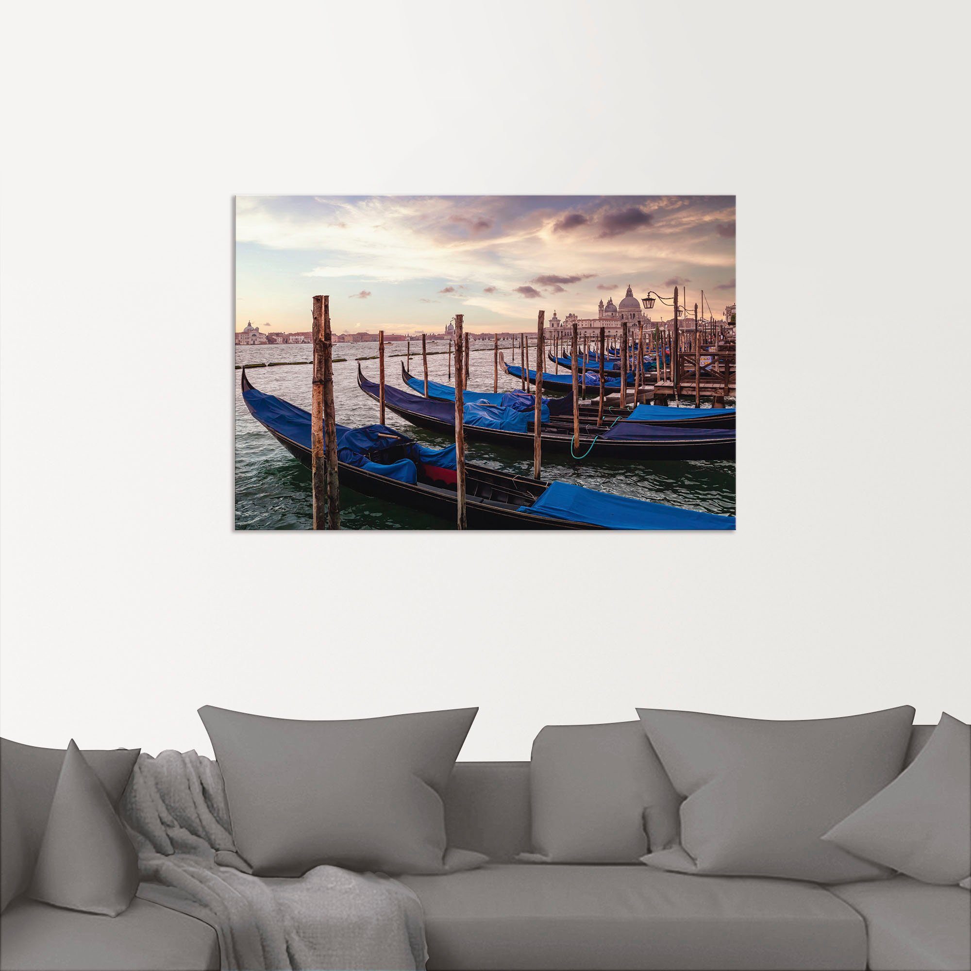Artland Wandbild Venedig Gondeln, Booten & Poster (1 Leinwandbild, in versch. von Bilder St), Größen Wandaufkleber oder als Alubild, Schiffen