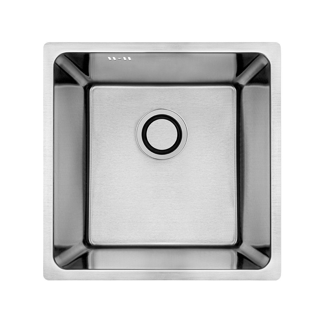 KOLMAN Küchenspüle Einzelbecken ADEN Stahl Spülbecken, Quadratisch, Space Saving Siphon GRATIS