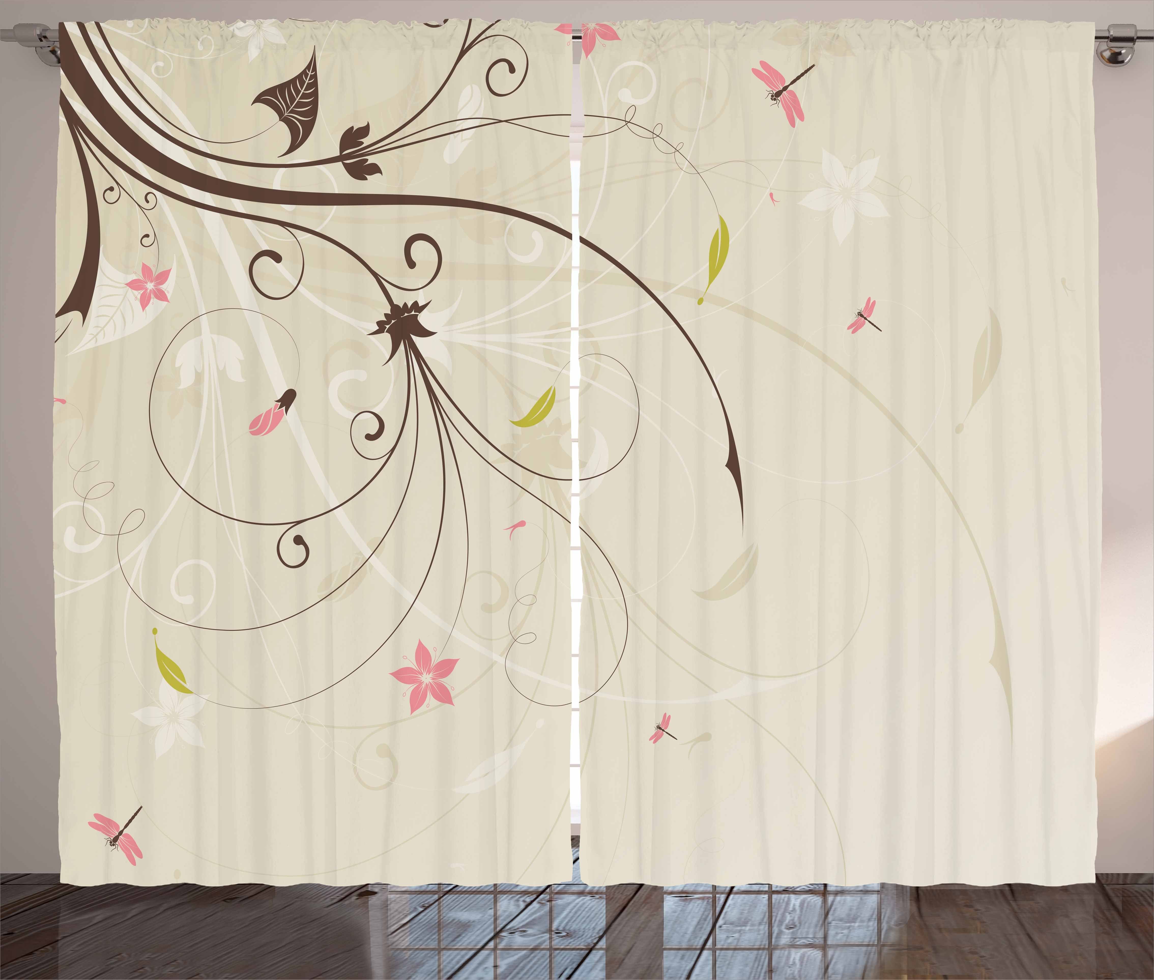 Vorhang Pflanze mit Shabby Schlafzimmer Libelle Schlaufen Gardine Abakuhaus, und Blumenstrauß Haken, Kräuselband