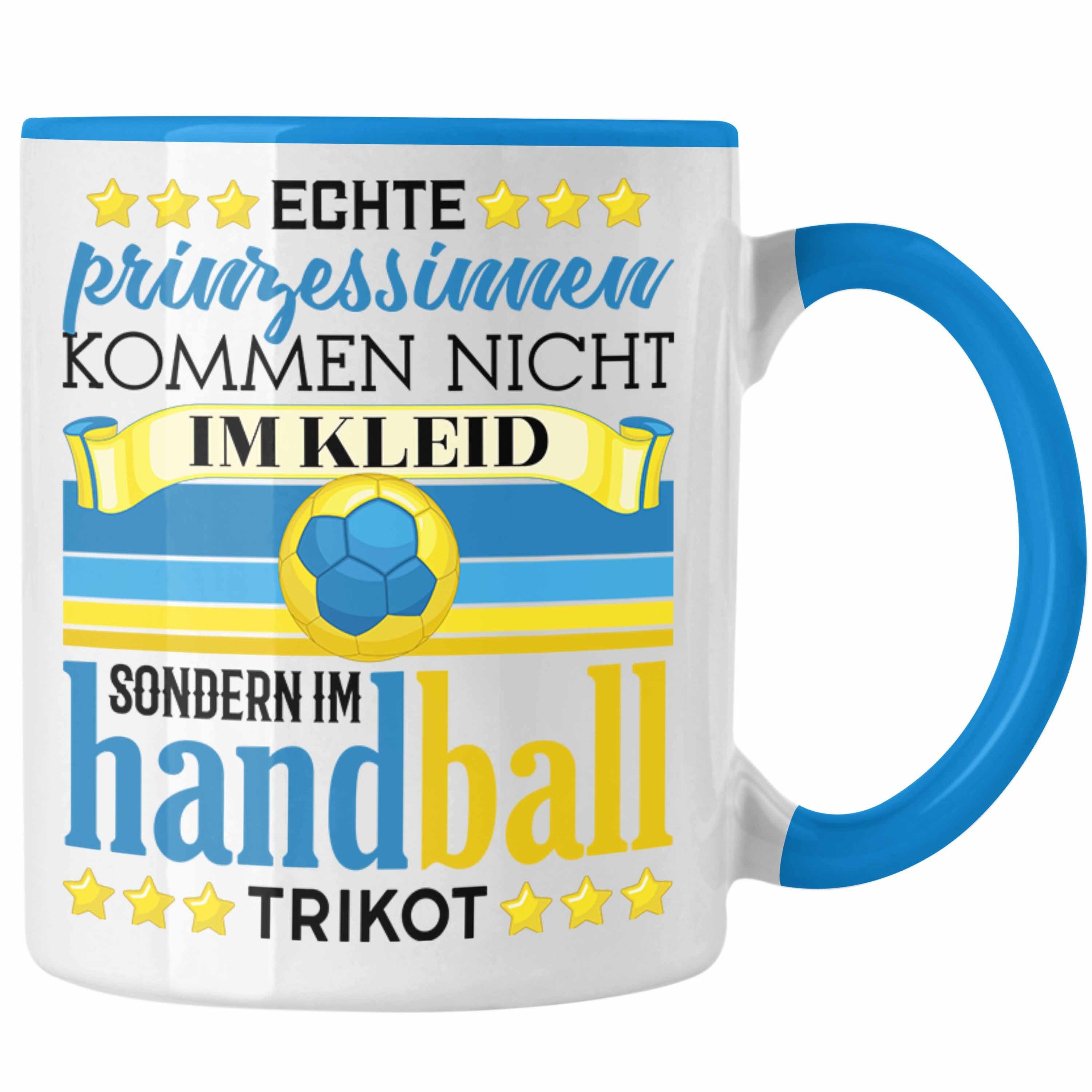 Geschenk Frauen Handball-Spielerin Spruch Handball Blau Geschenkidee Tasse Trendation Tasse