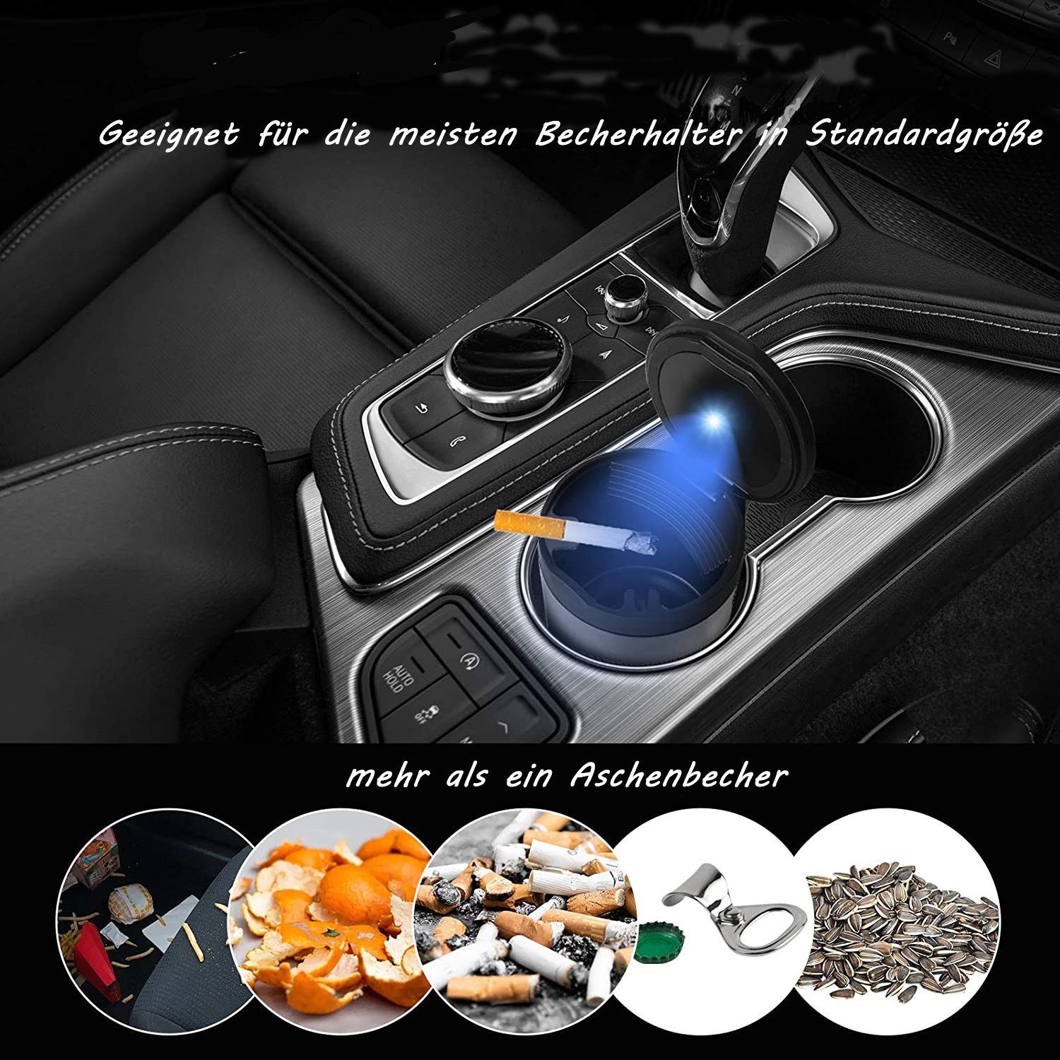 Deckel 102 Auto Aschenbecher LED-Licht, Cup Haiaveng Aschenbecher 1 70 mit * mm, Stück und