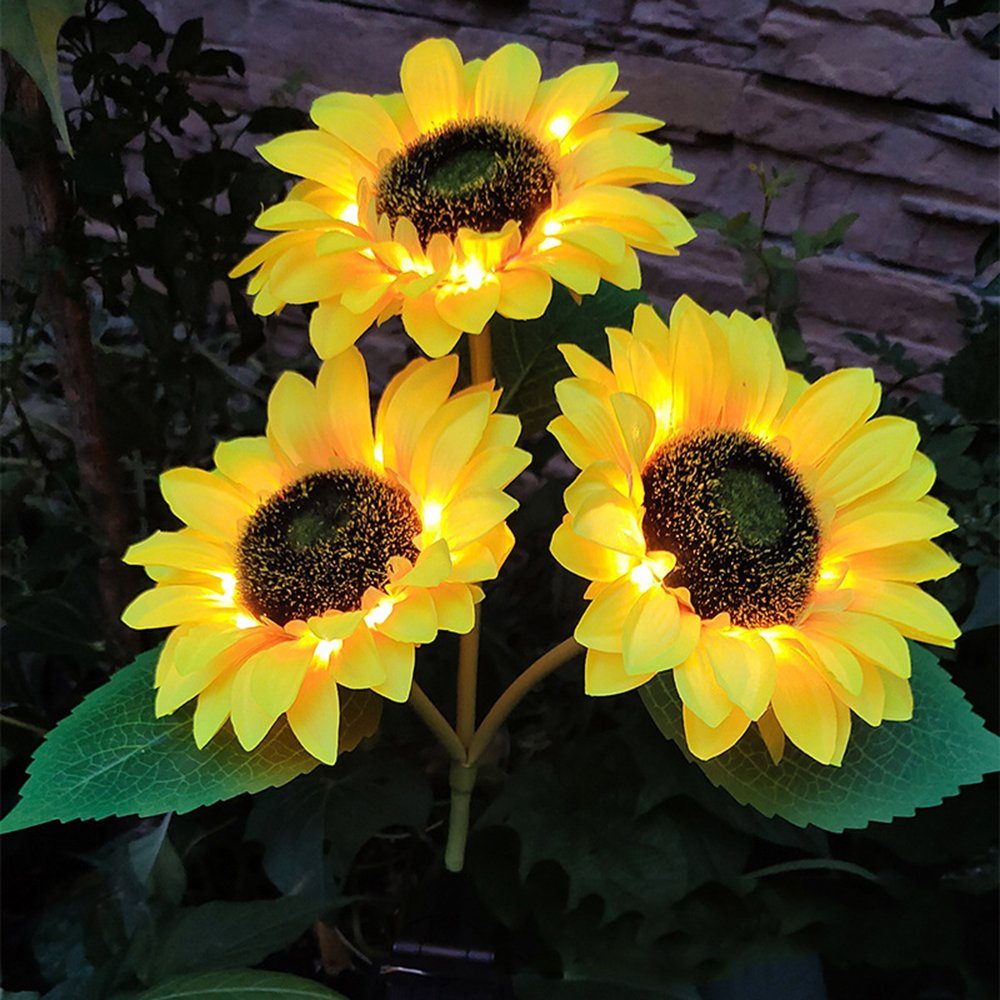 Solarlampen Gartenleuchte Sonnenblume LED Solarleuchte GelldG Licht Dekoration, Solar
