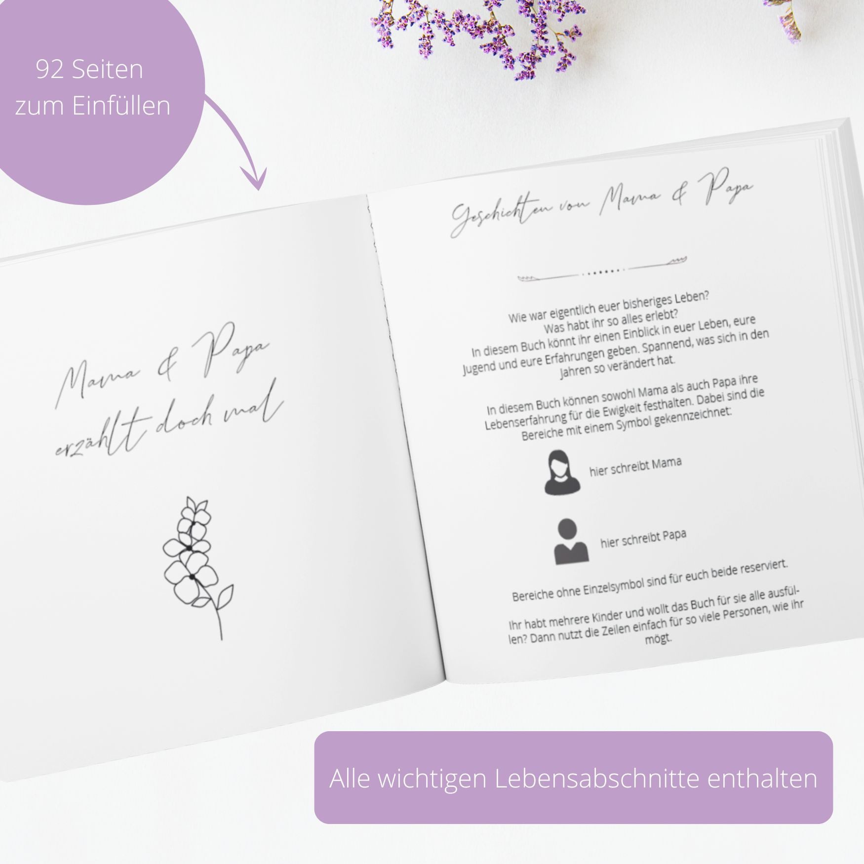 Briefzauber Notizbuch Erinnerungsbuch - Elternbuch, Einschreibbuch/Geschenk Eltern Geburt