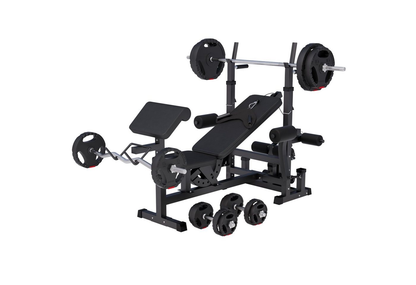 GORILLA SPORTS Kraftstation Kraftstation Universal inkl. 100 kg Kunststoff Gripper Set, (27-tlg)