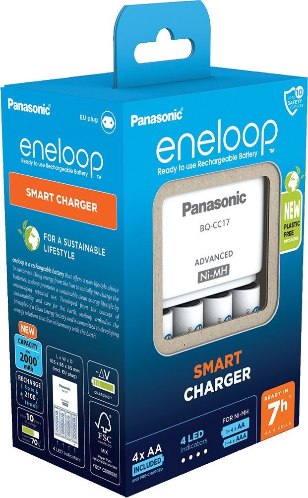 eneloop Akku Ladegerät eneloop Smart Charger K-KJ17MCD40E für 4 AA / AAA Universal-Ladegerät