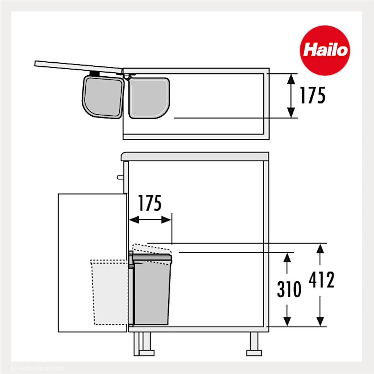 Hailo Einbaumülleimer Hailo Abfallsammler 3505001 MF Swing Pico 5 Liter Weiss, Hailo Abfallsammler 3505001 MF Swing Pico 5 Liter Weiss