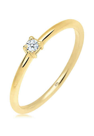 Elli DIAMONDS Verlobungsring »Verlobungsring Diamant 0.06 ct. 375 Gelbgold«
