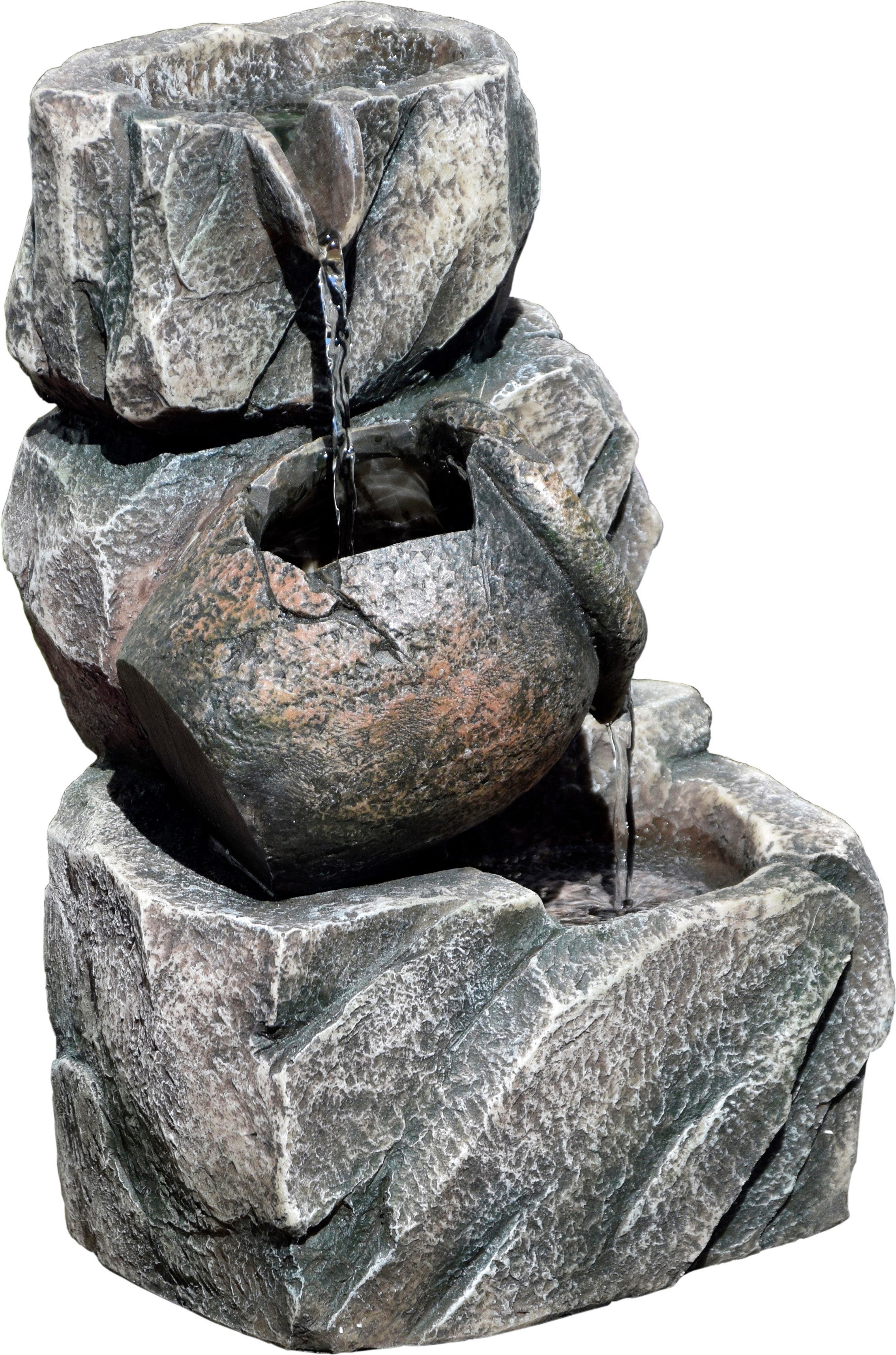 dobar Gartenbrunnen Design-Zimmerbrunnen in Steinoptik