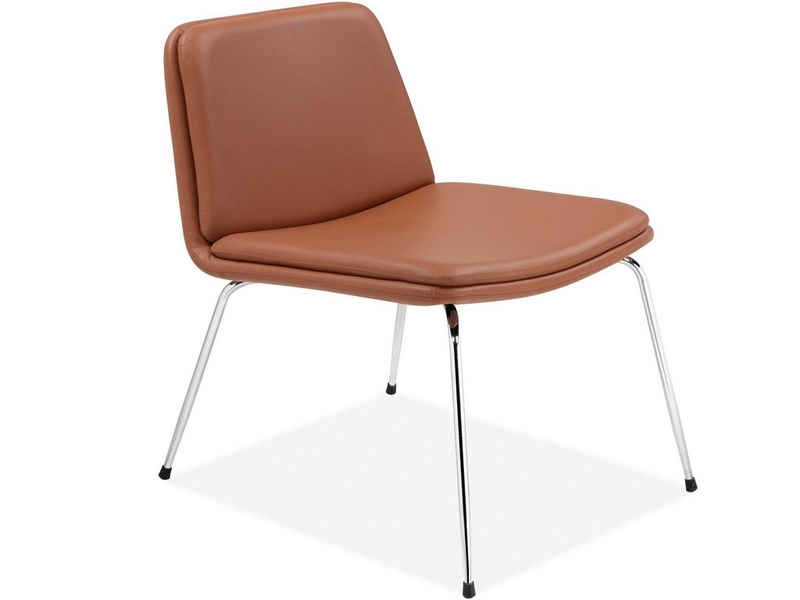 loft24 Stuhl Heino (1 Stück), Loungechair mit Kunstlederbezug, Chromgestell