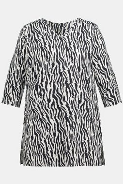 Ulla Popken Longshirt Longshirt Zebra-Design V-Ausschnitt 3/4-Arm