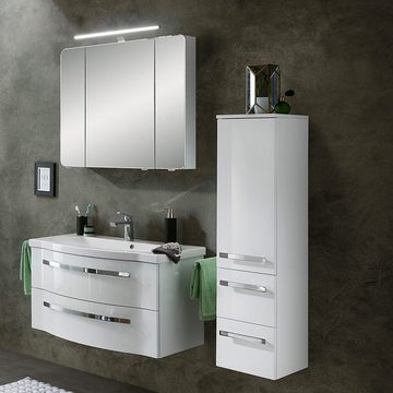 Lomadox Waschtisch FES-4005-66, weiß Spiegelschrank mit LED - 92/200/49,6cm