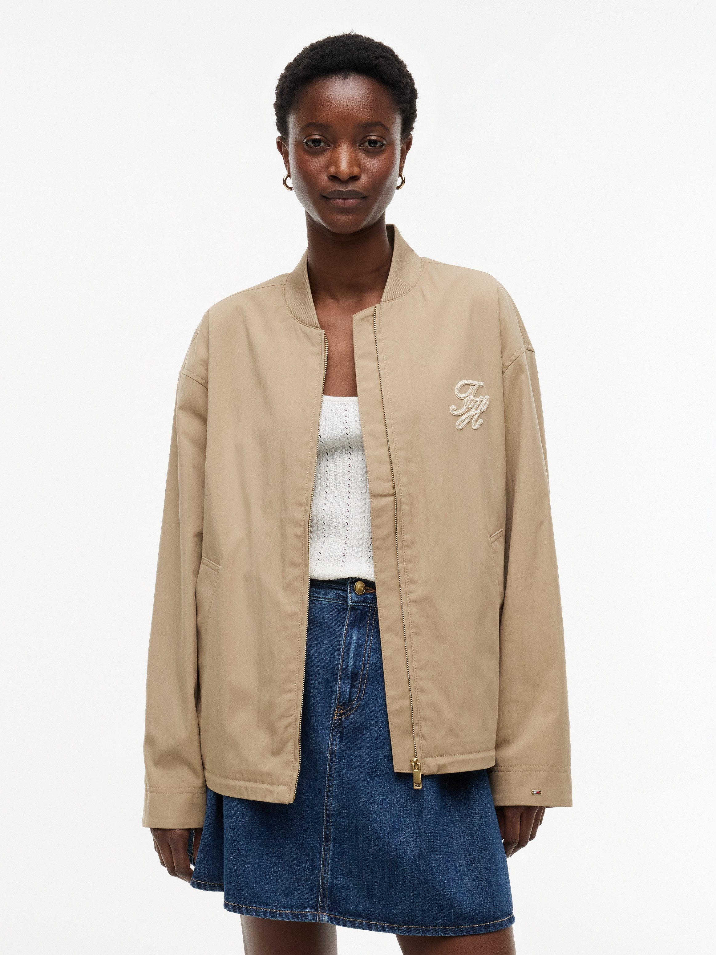 Tommy Hilfiger Bomberjacke COTTON BOMBER Baumwollmischung, mit Logostickerei