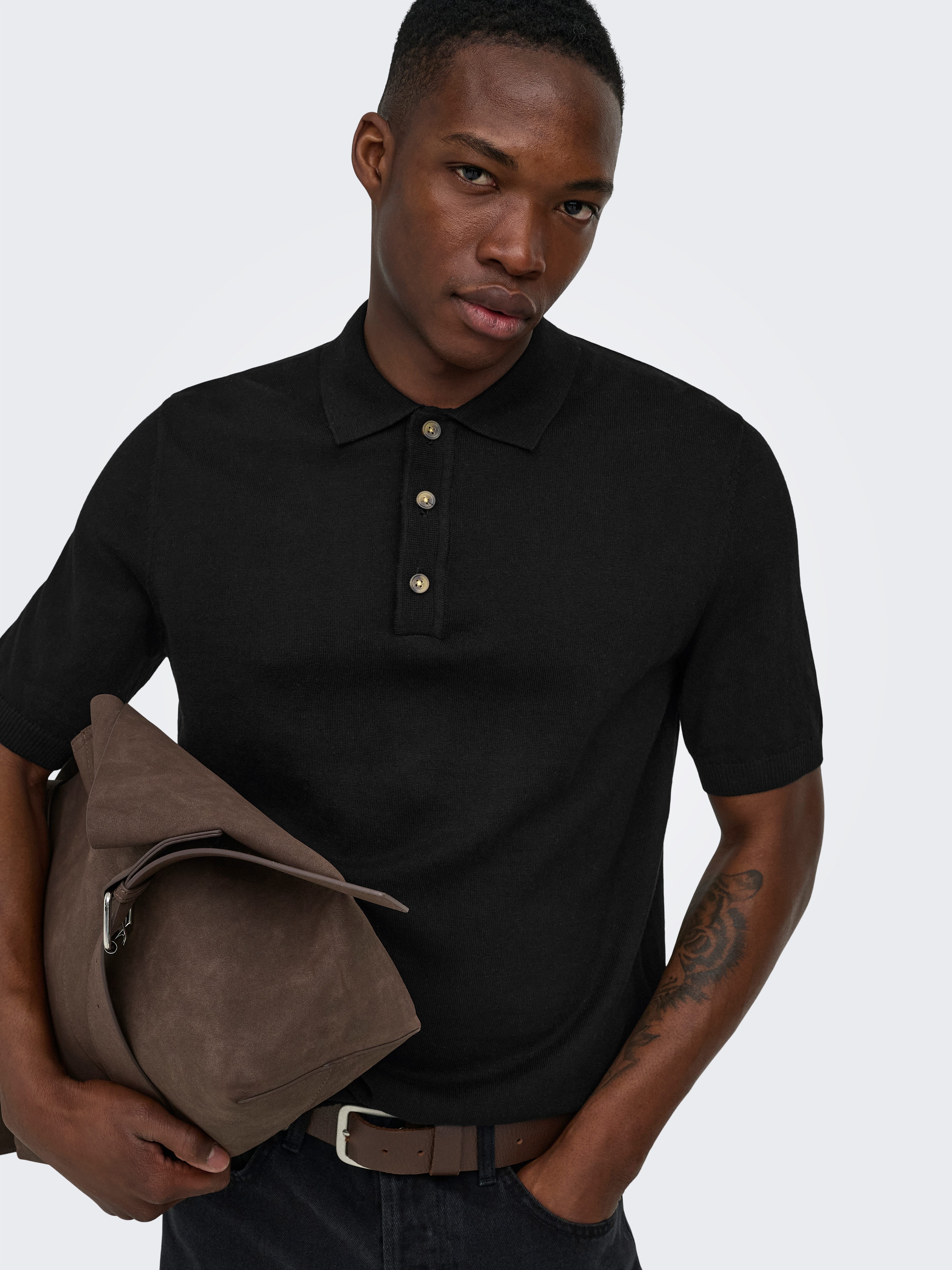 ONLY & SONS Polokragenpullover ONSLOUI REG 12 SS MEL POLO KNIT NOOS Baumwollmischung, regular fit