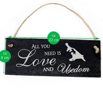 Dekolando Hängedekoration Insel Usedom 22x8cm All you need is Love and Usedom