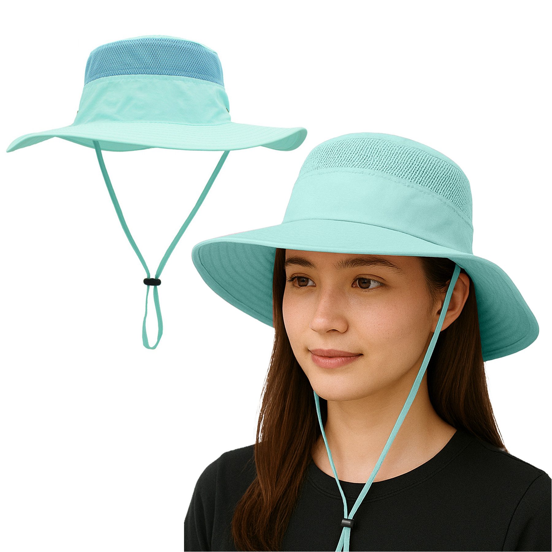 Mutig Sonnenhut UPF 50 Летние шляпы mit breiter Krempe, Sommer-Mesh,UV-Schutz,Safari-Hut (Sonnenhut Herren Damen Gartenhut zum Angeln, Wandern, Boonie-Hüte, mit Kinnriemen, wasserdicht, atmungsaktiv, Breiter, Krempe, Outdoor) für Outdoor-Abenteuer, Wandern, Angeln, Safari, leicht verstaubar