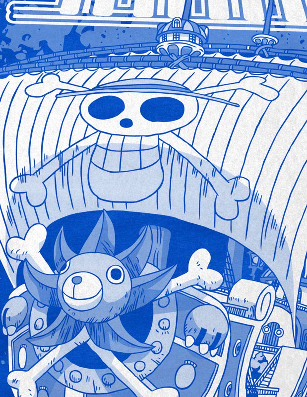 blau style3 japan Herren Print-Shirt Glory Thousand anime T-Shirt Sunny strohhut pirat