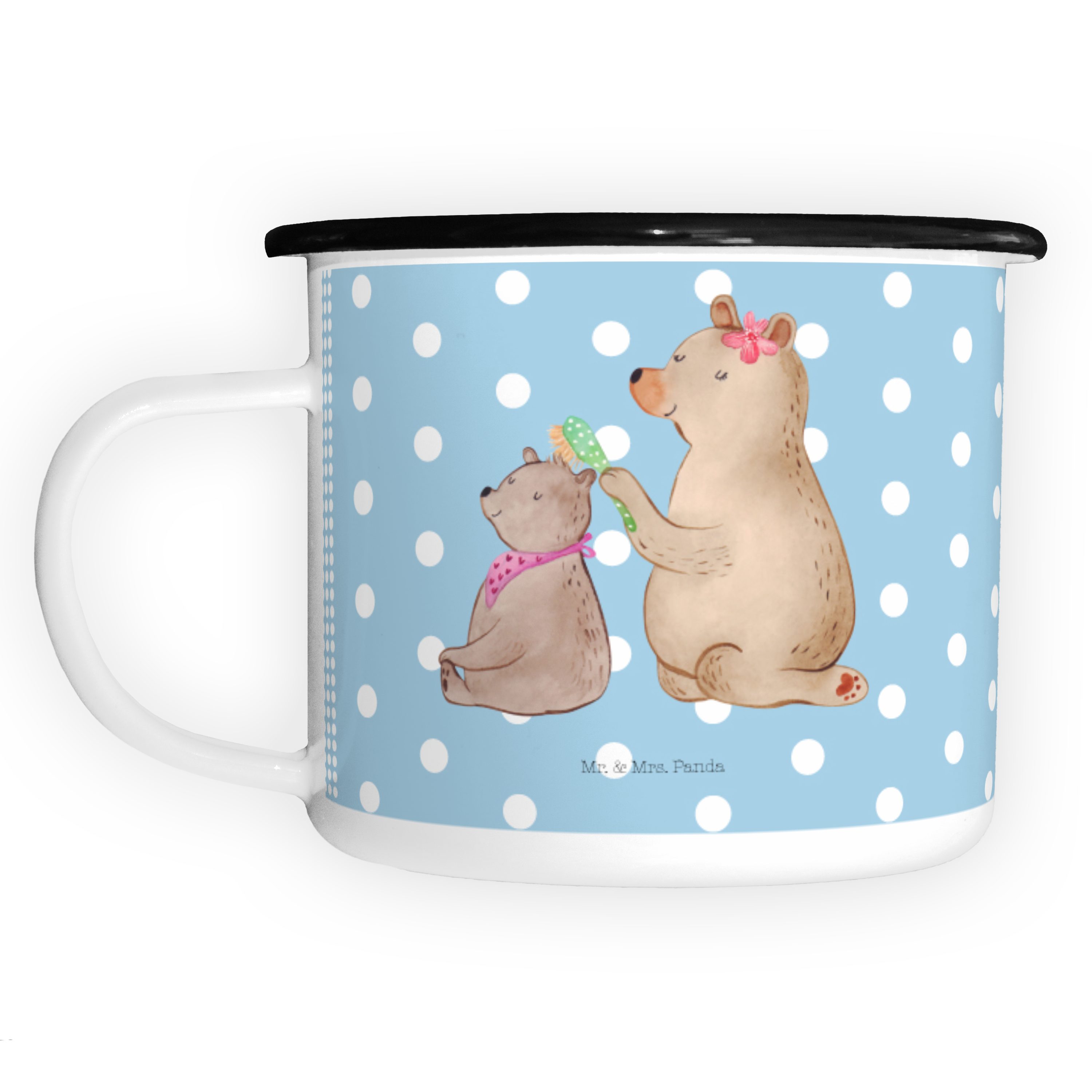 Mr. & Mrs. Bär Dekobecher St) - Emaille Pastell Panda Geschenk, mit Muttertag, Tasse, Blau - Kind (1 XL