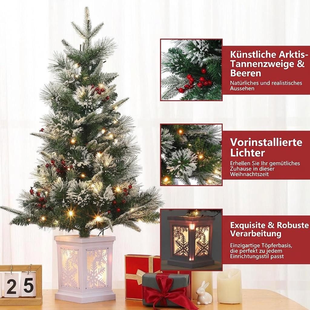 GarveeMore Künstlicher Weihnachtsbaum 90 cm Künstlicher Tannenbaum mit LED-Beleuchtung & roten Beeren – Bild 4 von 5