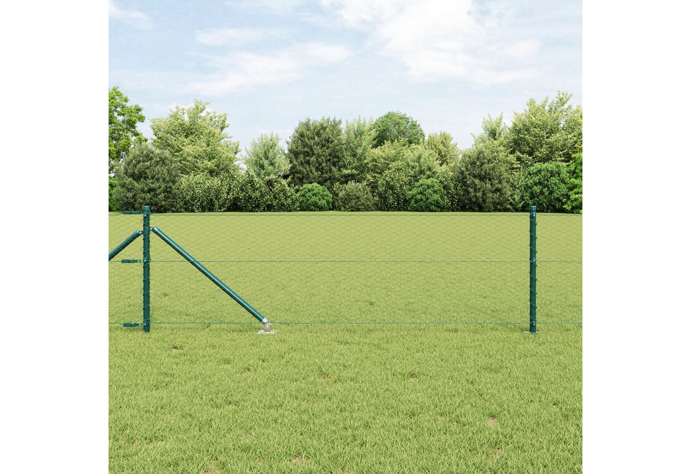 Thumbnail - vidaXL Zaunpfosten Sechseckzaun Grün 0.8x50 m Stahl, (3-St)