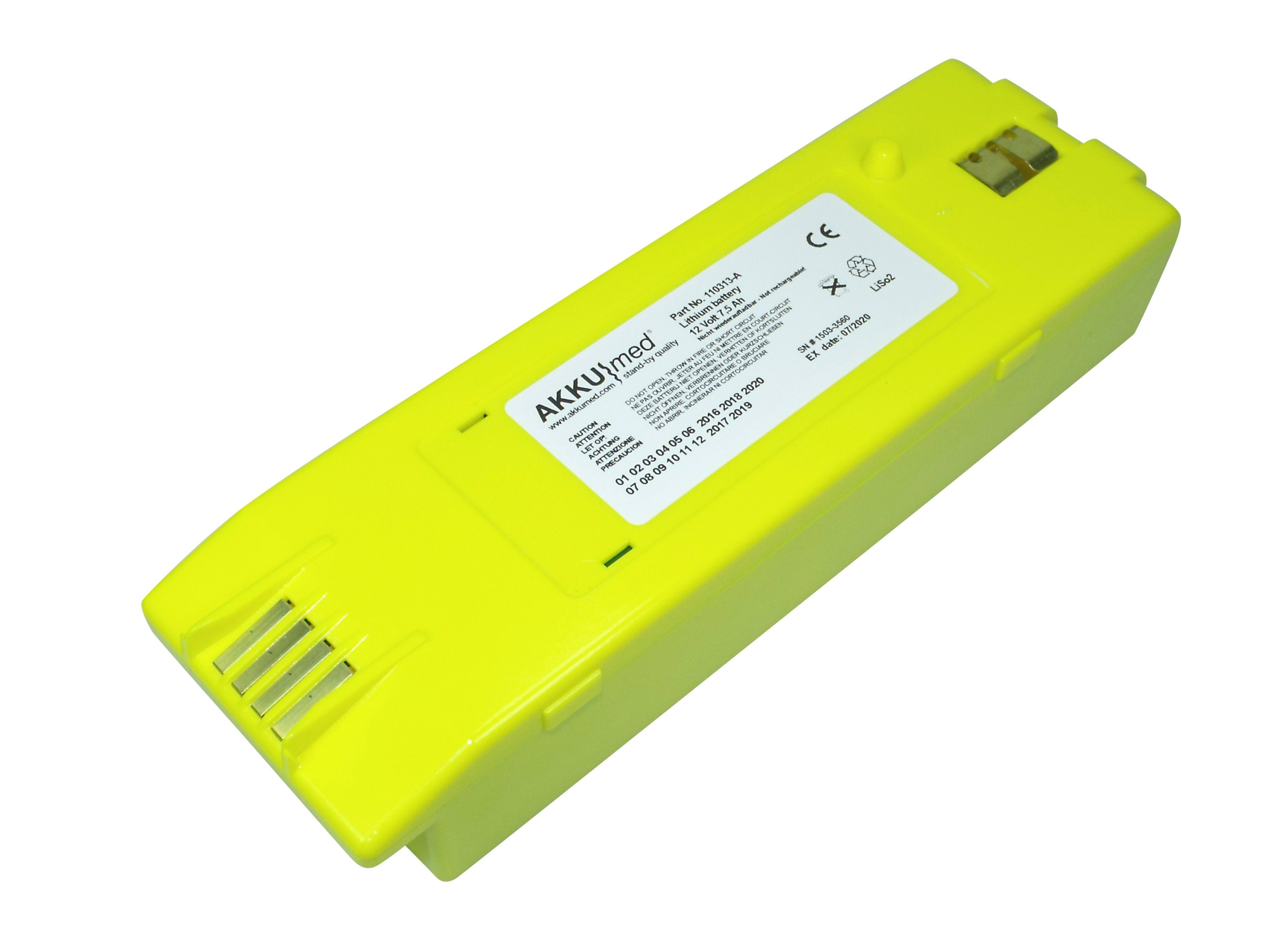 AccuCell Lithiumbatterie passend für Cardiac Science PowerHeart AED G3 - Typ 9 Akku 7500 mAh (12,0 V)