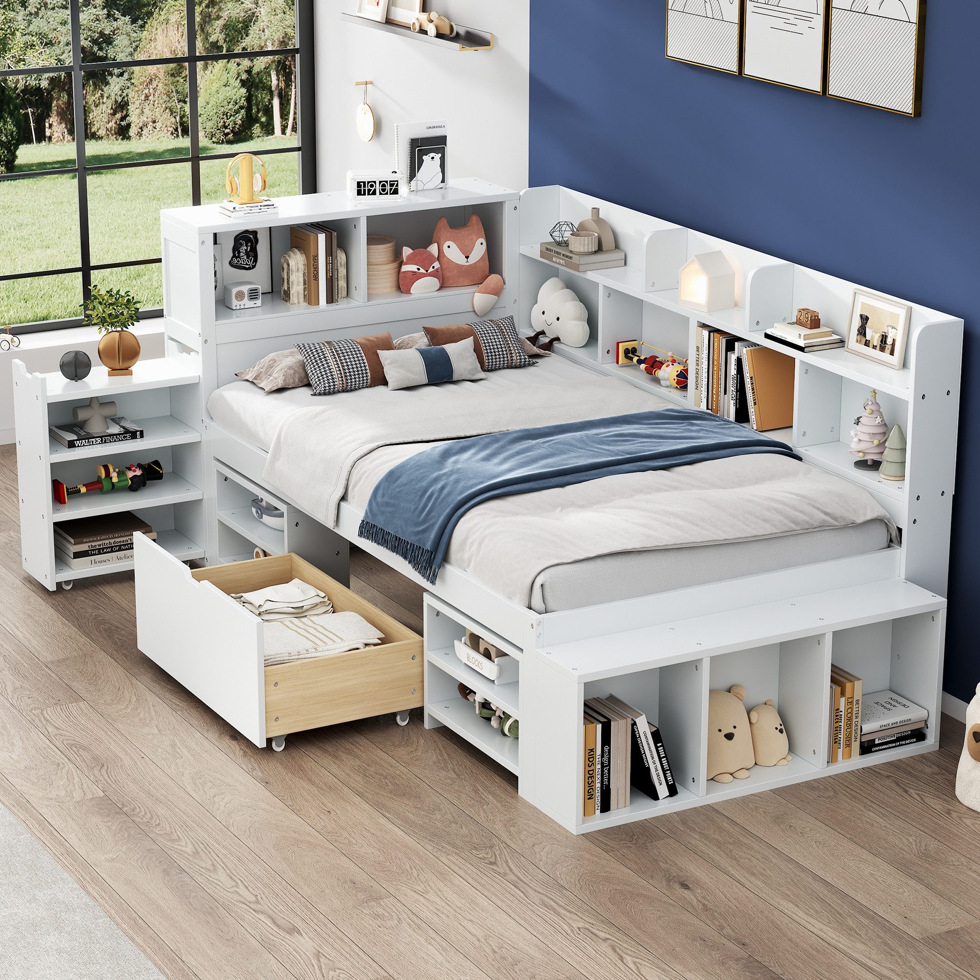STILVORA Kinderbett Kinderbett 140/90×200cm multifunktionales Schlafsofa günstig online kaufen