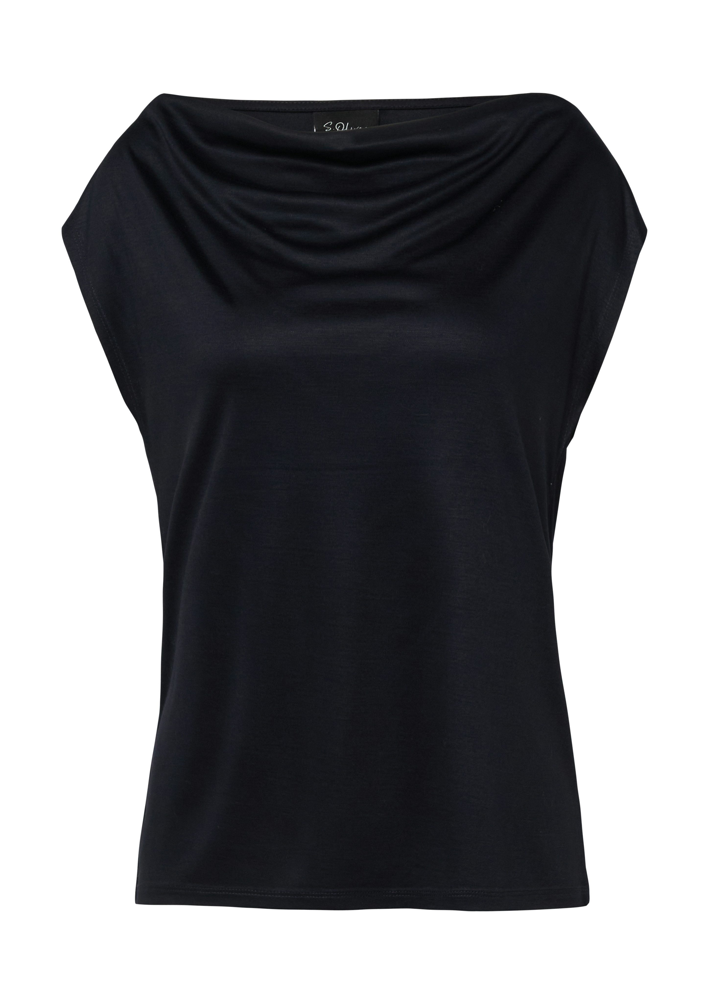 s.Oliver BLACK LABEL Wasserfallshirt mit Wasserfall-Kragen und aus reiner Viskose