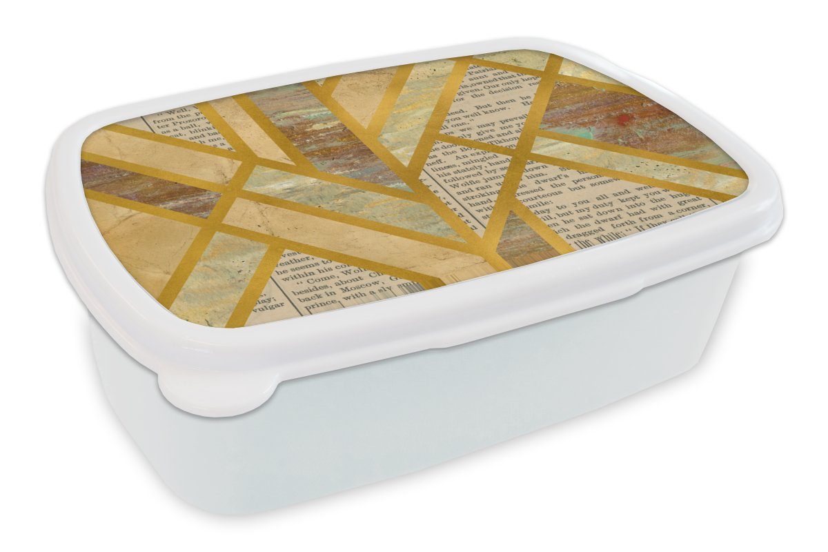 MuchoWow Lunchbox Vintage - Marmor - Design, Kunststoff, (2-tlg), Brotbox für Kinder und Erwachsene, Brotdose, für Jungs und Mädchen weiß