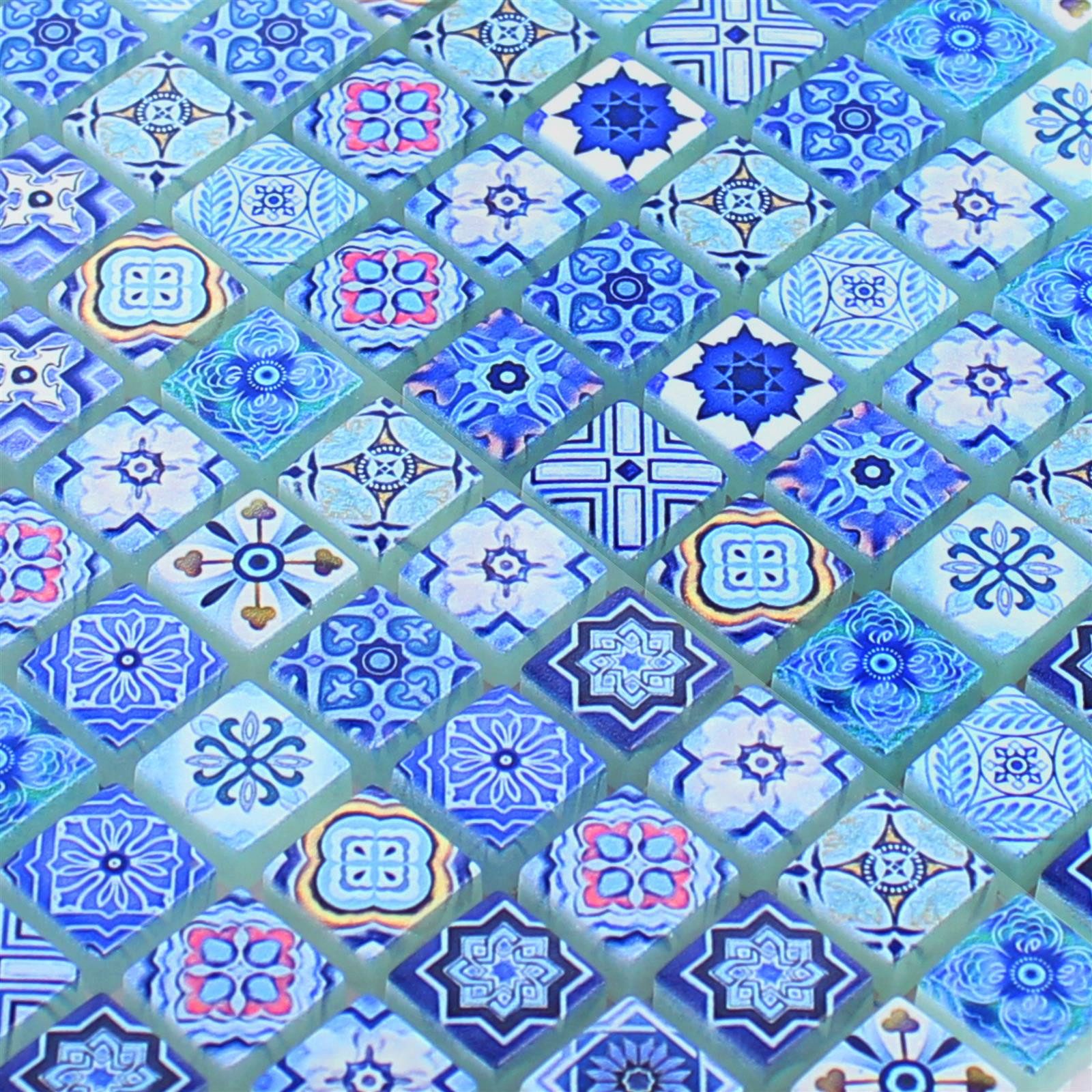 Mosafil Mosaikfliesen Glasmosaik Fliesen Marrakech, Glas 30.000x30.000, blau, Wasserfest