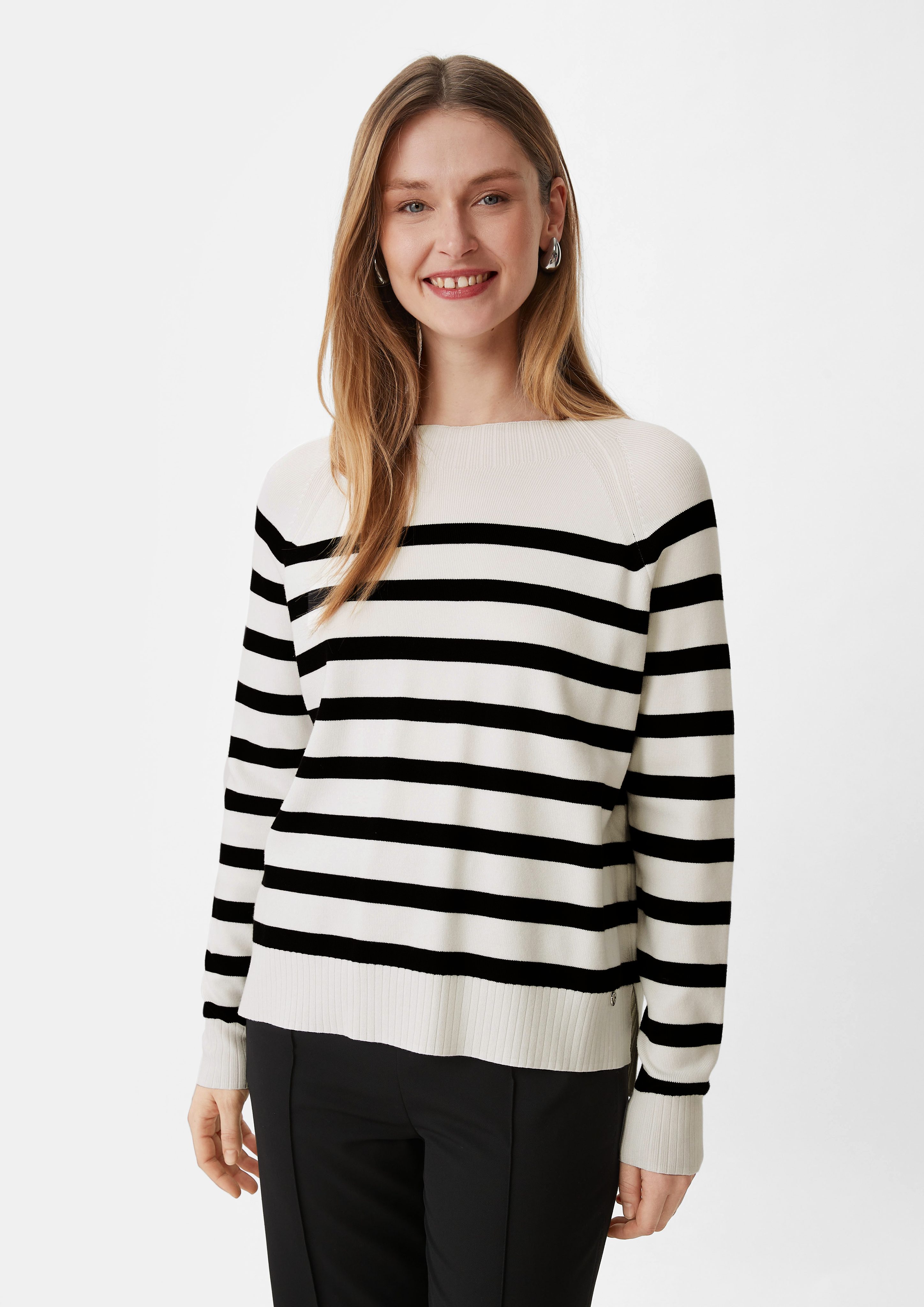 Langarmshirt Feinstrickpullover mit Streifen