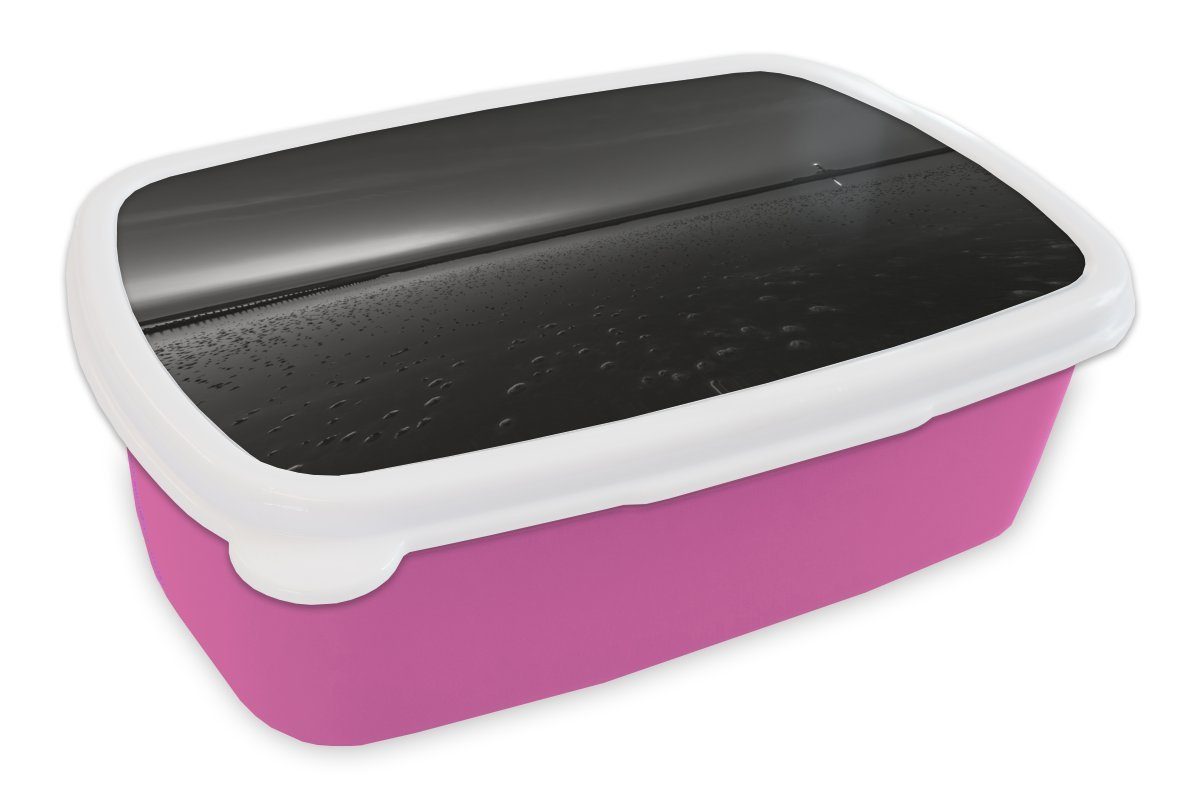 MuchoWow Lunchbox Wattenmeer - Kinder, Erwachsene, rosa Brotbox für Kunststoff - Snackbox, Mädchen, Schwarz Leuchtturm (2-tlg), Brotdose Kunststoff, - Weiß