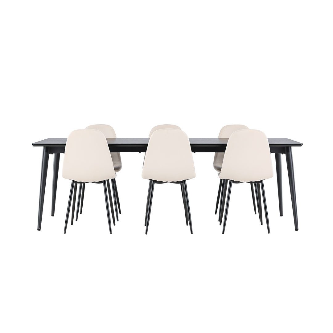 ebuy24 Essgruppe Ellis Essgruppe Tisch 85x230cm und 6 Velours Stühl