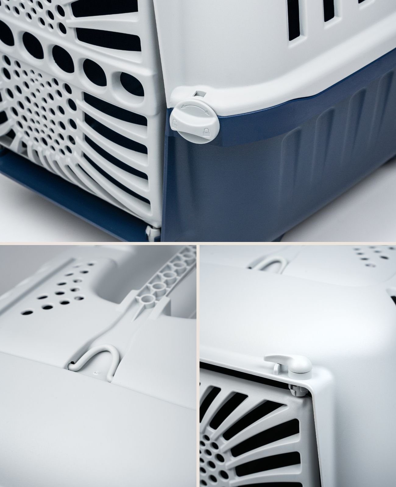 lionto Tiertransportbox für Katzen bis 15 kg, mit Tragegriff & sicherem Schließsystem