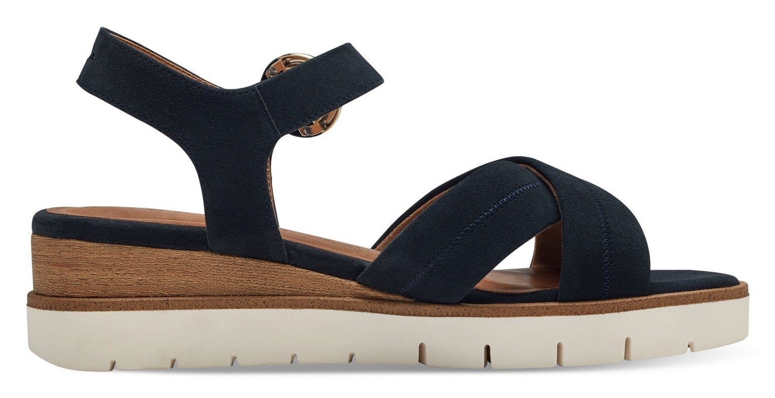 Tamaris Keilsandalette, Sommerschuh, Riemchensandale mit Ziernähten