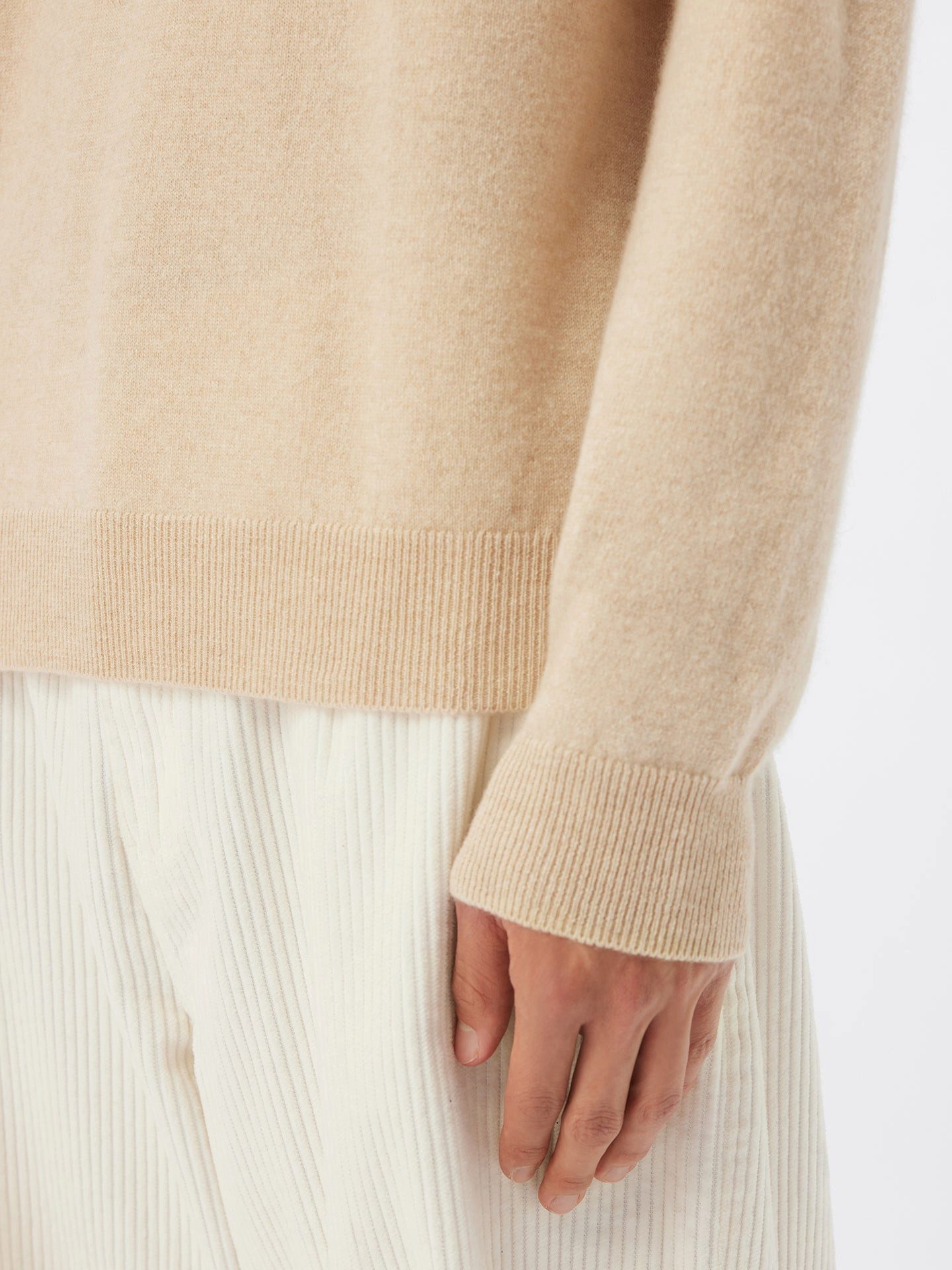 GOBI Cashmere Rundhalspullover Naturfarbe Basic Kaschmirpullover mit R-Ausschnitt