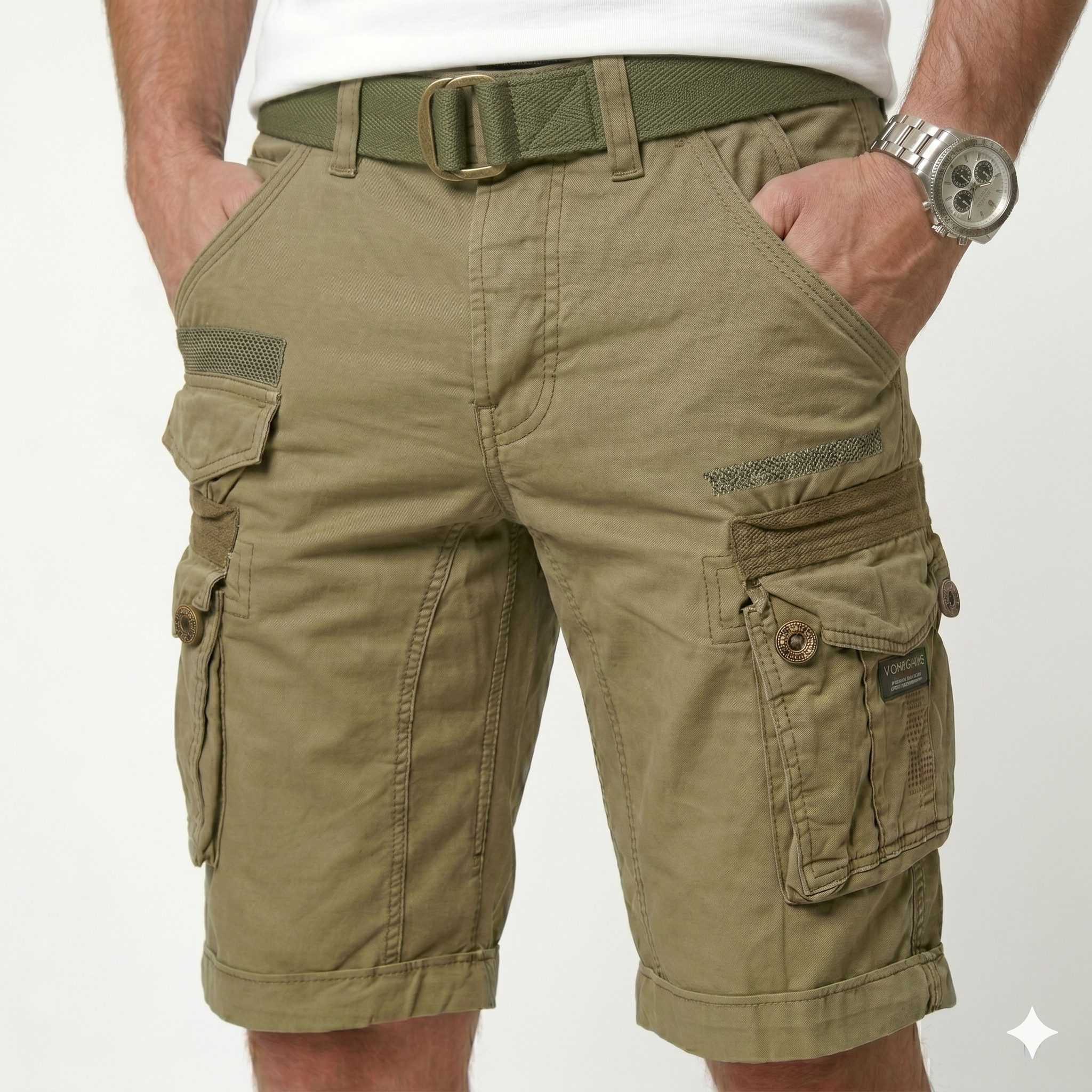 Geographical Norway Cargoshorts kurze Hose aus Baumwolle, Sommer-Bermuda (1-tlg) Herrenshorts mit Gürtel Größe S bis 5XL