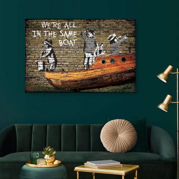 Posterlounge Alu-Dibond-Druck Pineapple Licensing, Banksy - We're all in the Same Boat, Kinderzimmer Modern Illustration
