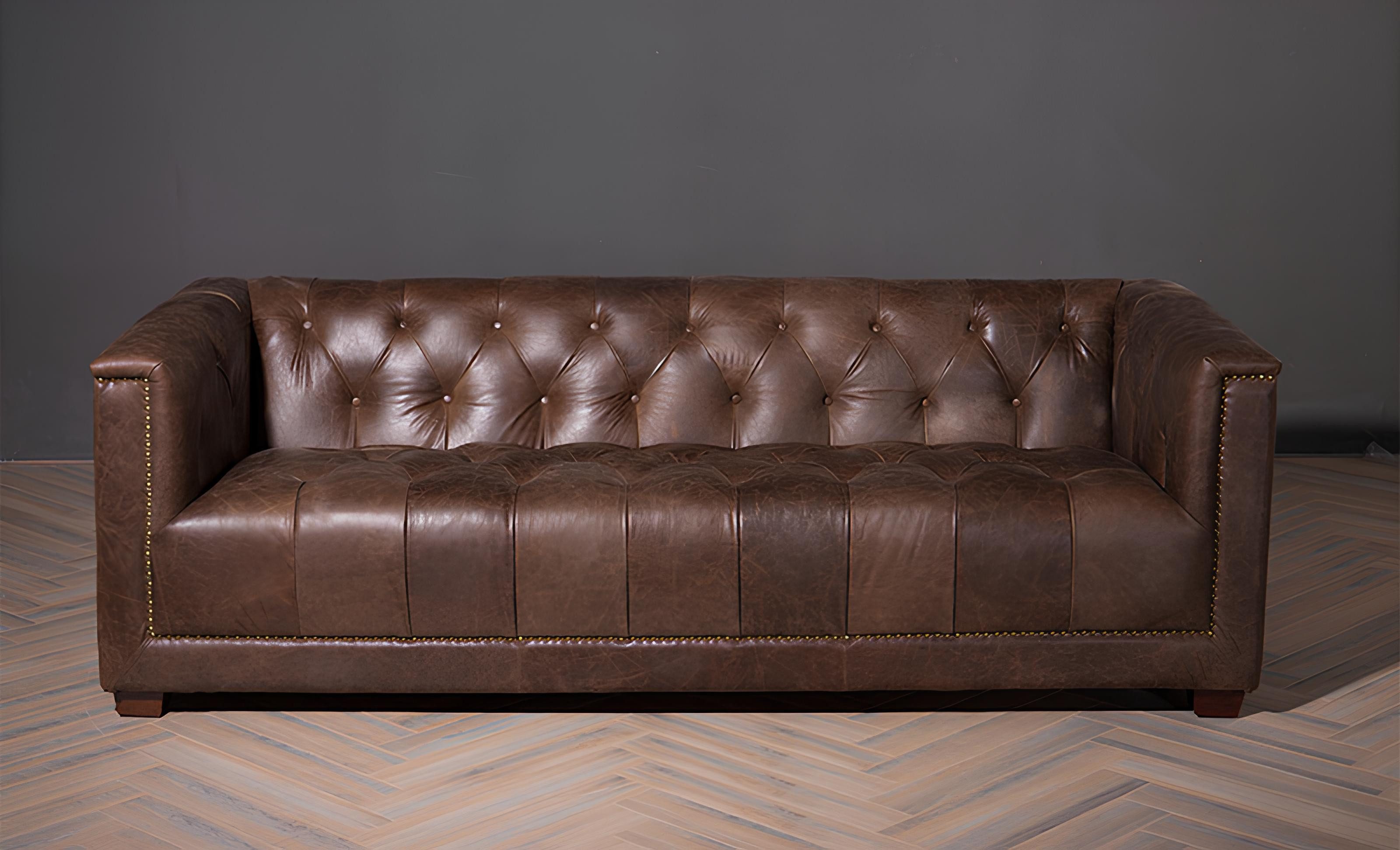 Sofa Chesterfield 3-Sitzer und 1-Sitzer Sofa Set aus Stoff und Leder Couch