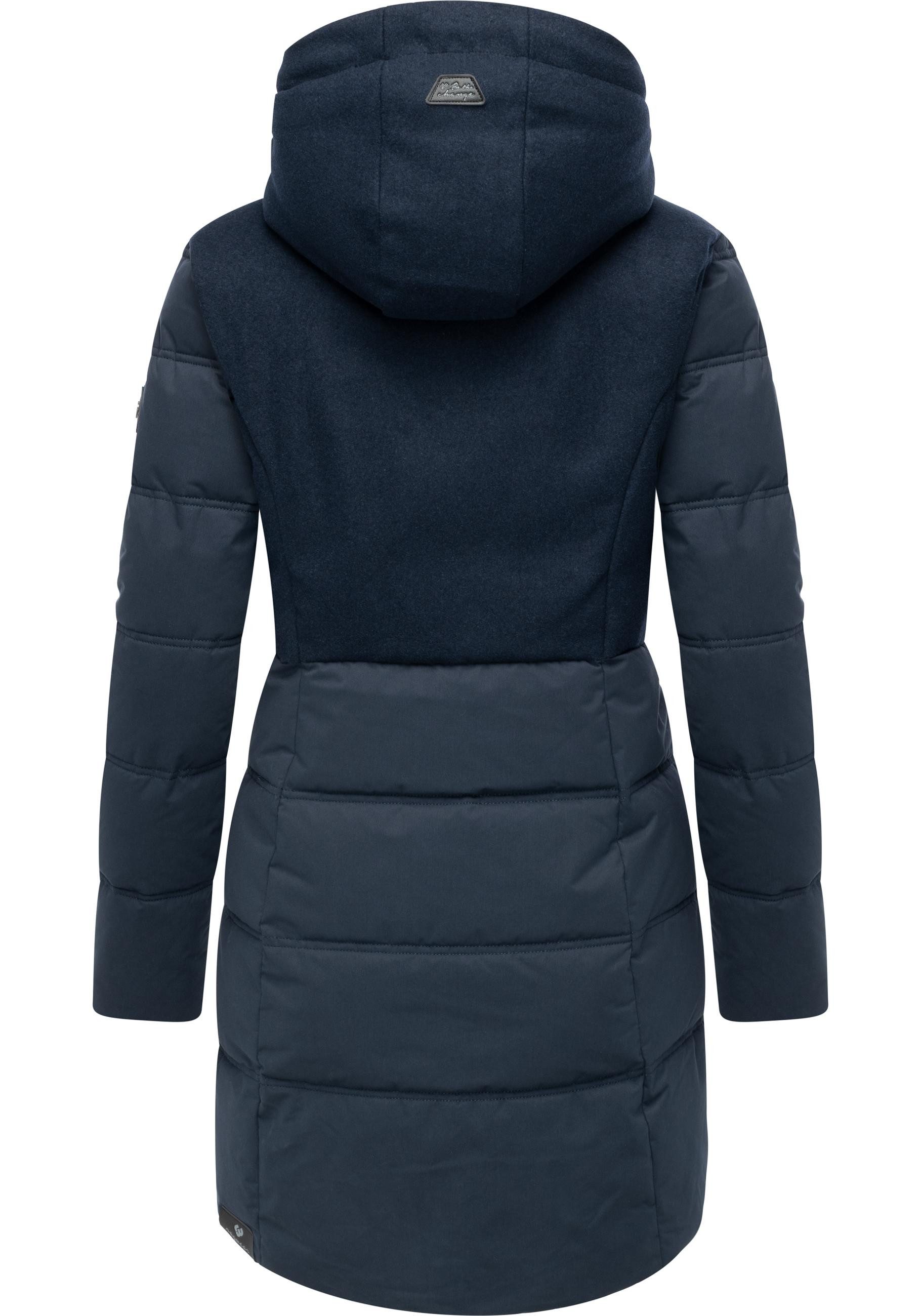 Ragwear Winterjacke Ashani Block Intl. stylischer Winterparka mit gefütterter Kapuze