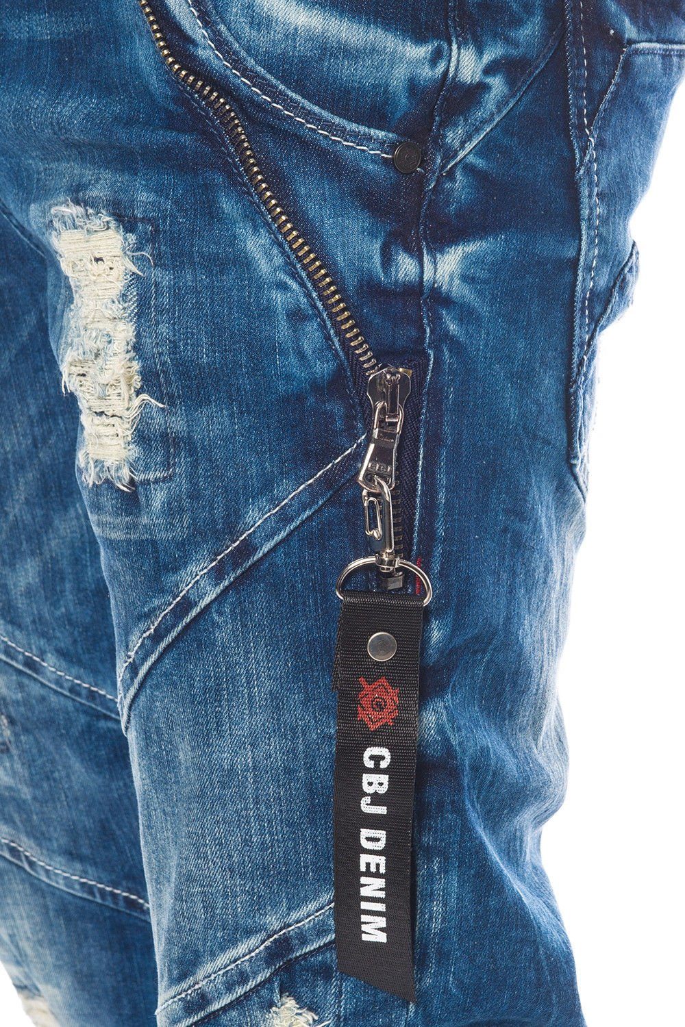 Cipo & mit Reißverschlussapplikationen Herren Jeans destroyed Jeans Baxx destroyed und mit Look Reißverschlussapplikationen Look und Slim-fit-Jeans